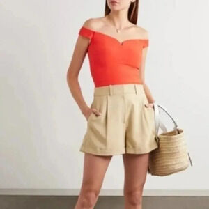 Reformation Giada Off-the-shoulder Shirred Crepe Top B942
